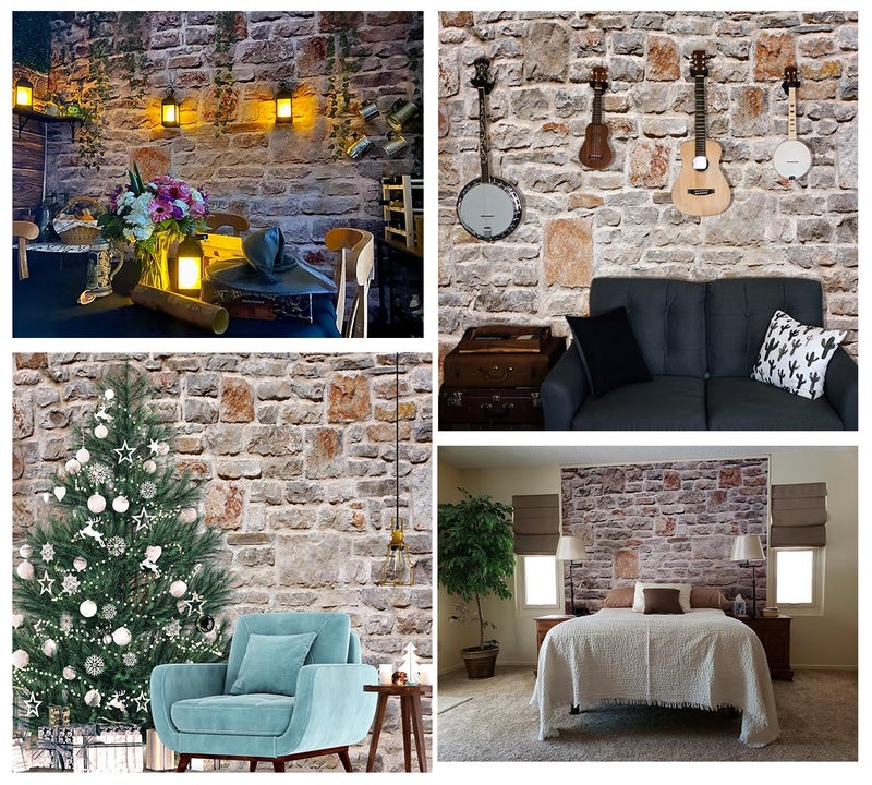 AOFOTO 8x8ft Backdrops Photography Background Old Stone Wall Hardwood Floors Toddler Newborn Boy Lovers Kid Adult Girl Portrait Seamless Scene Photo Shoot Studio Props Video - Image 3